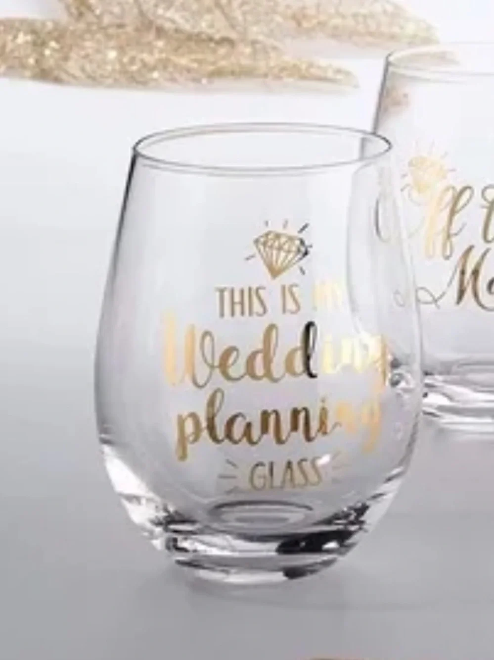 NIB Lillian Rose This is My Wedding Planning Glass, Stemless Wine Glass